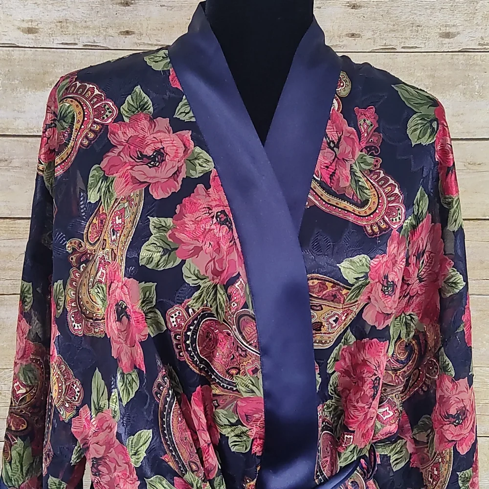 Vintage Victoria's Secret Gold Label Sheer Floral & Paisley Robe